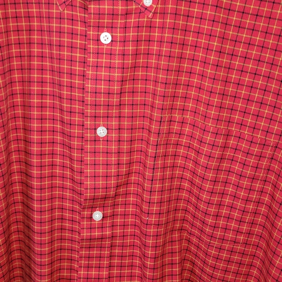 Lands' End Mens No Iron Twill Shirt XXL L/S Button Down Red Plaid 18-18.5 2XL - Picture 3 of 5